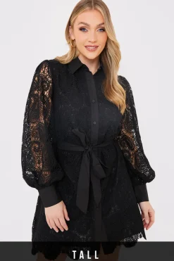 Lace Belted Shirt Dress|In the Style Hot