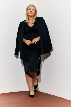 Lace Trim Satin Midi Dress|In The Style New