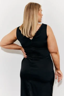Lace Trim Satin Midi Dress|In The Style New