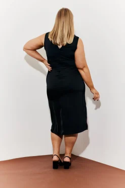 Lace Trim Satin Midi Dress|In The Style New
