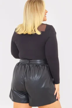 Leather Look Belted Shorts|In the Style Online