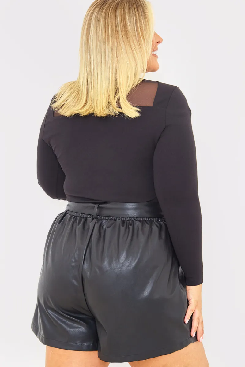 Leather Look Belted Shorts|In the Style Online