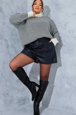 Leather Look High Waisted Boxy Shorts|In the Style Best
