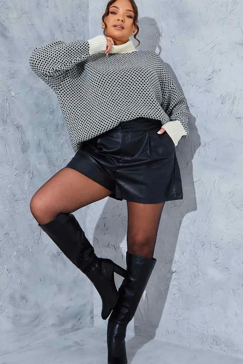 Leather Look High Waisted Boxy Shorts|In the Style Best