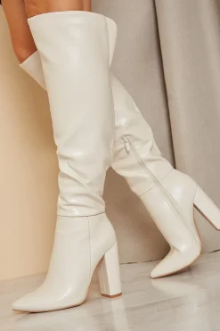 Leather Look Knee High Boots|In The Style