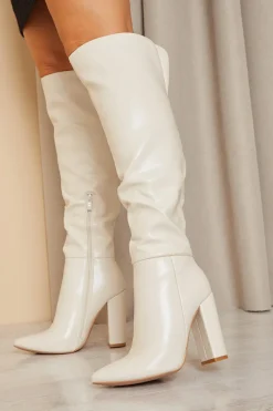 Leather Look Knee High Boots|In The Style