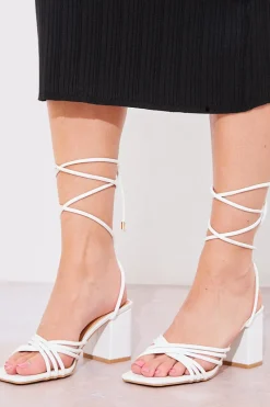 Leather Look Strappy Heel Sandals|In The Style Outlet