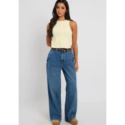 Lemon Sleeveless Button Front Top|Urban Bliss Discount