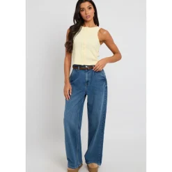 Lemon Sleeveless Button Front Top|Urban Bliss Discount