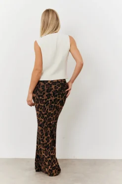Leopard Mesh Maxi Skirt|In The Style Clearance