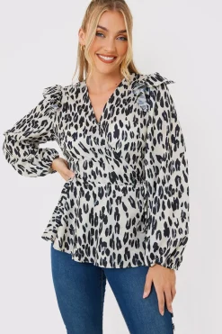 Leopard Print Wrap Blouse|In the Style New