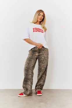 Leopard Straight Leg Jeans|In The Style New