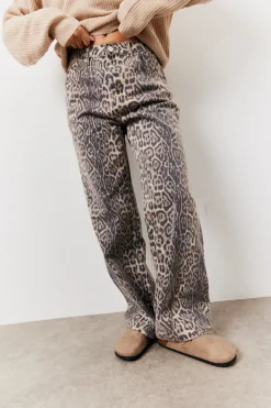 Leopard Straight Leg Jeans|In The Style New