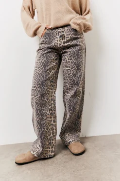 Leopard Straight Leg Jeans|In The Style New