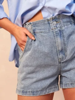 Denim Paper Bag Shorts|In The Style Online