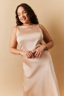 Light Gold Satin Cowl Back Maxi Dress|In The Style Hot