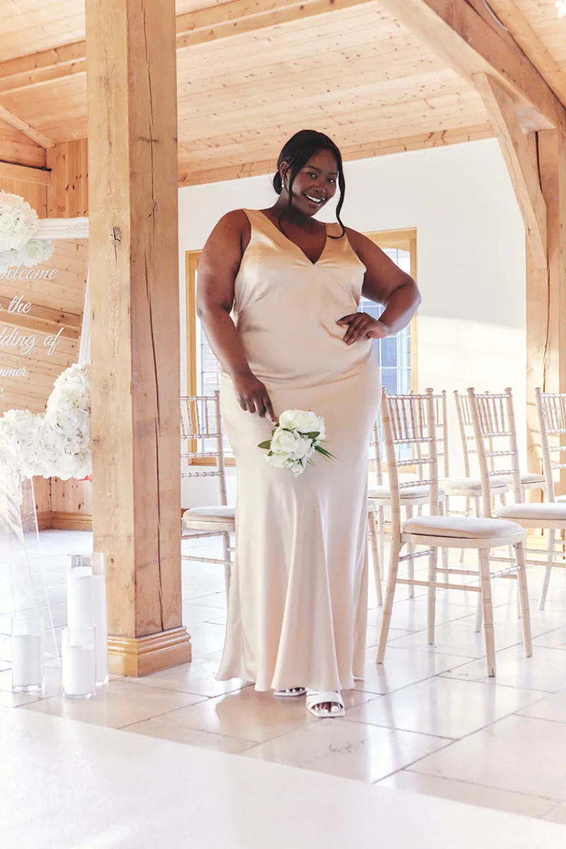 Light Gold Satin Twist Back Maxi Dress|In The Style Discount