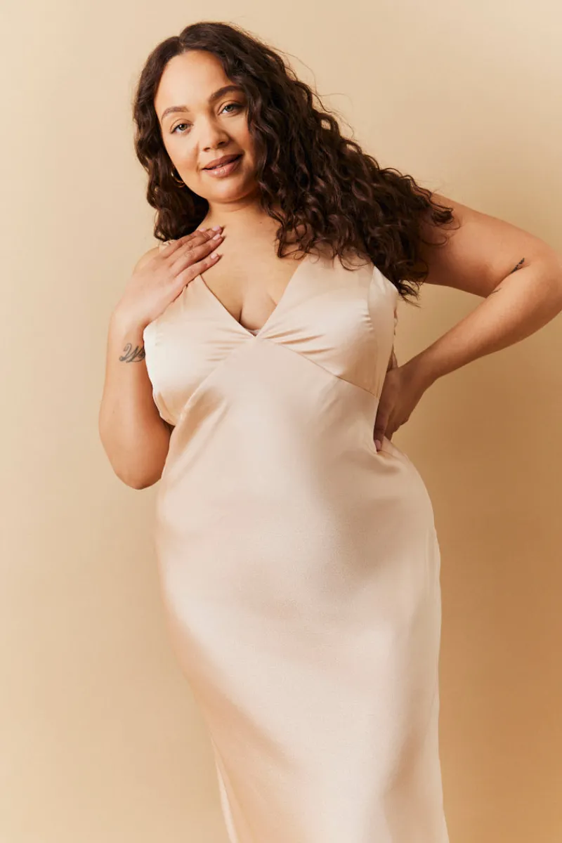 Light Gold Satin Twist Back Maxi Dress|In The Style Discount