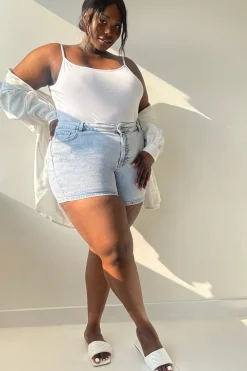 Light Wash Denim High Waist Shorts|In The Style Best
