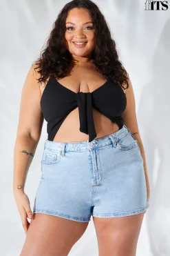 Light Wash Denim Mom Short|Fits Clearance