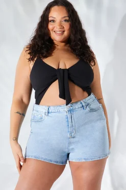Light Wash Denim Mom Short|Fits Clearance