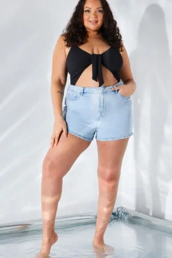 Light Wash Denim Mom Short|Fits Clearance