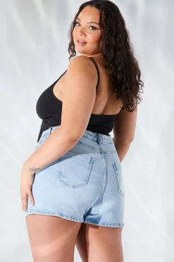 Light Wash Denim Mom Short|Fits Clearance