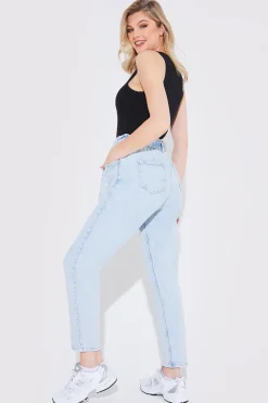 Light Wash Paperbag Tie Waist Jeans|Fits Discount