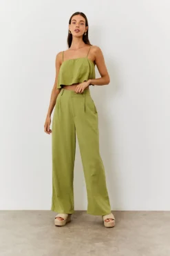 Linen Blend Wide Leg Trouser|In The Style Discount