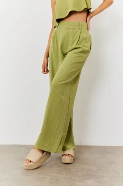 Linen Blend Wide Leg Trouser|In The Style Discount