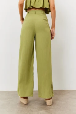 Linen Blend Wide Leg Trouser|In The Style Discount