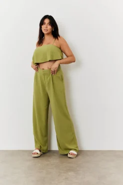 Linen Blend Wide Leg Trouser|In The Style Discount