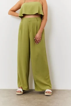 Linen Blend Wide Leg Trouser|In The Style Discount
