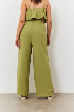 Linen Blend Wide Leg Trouser|In The Style Discount