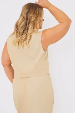 Linen Look Button Through Co-Ord Waistcoat|In the Style Outlet