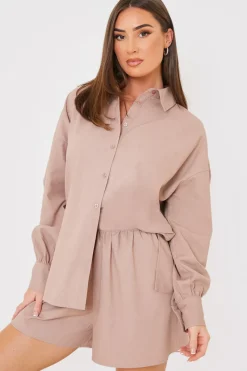 Linen Look Long Sleeve Co-Ord Shirt|In the Style New