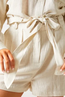 Linen Look Tie Waist Shorts|In The Style New