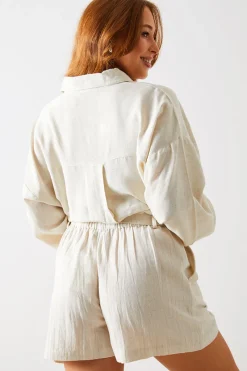 Linen Look Tie Waist Shorts|In The Style New