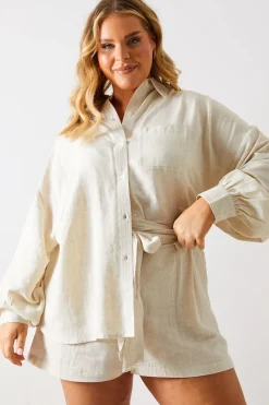 Linen Look Tie Waist Shorts|In The Style New