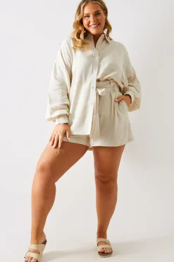 Linen Look Tie Waist Shorts|In The Style New