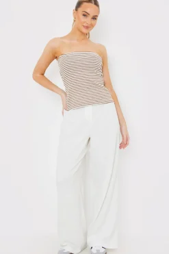 Linen Look Wide Leg Trousers|In the Style Clearance