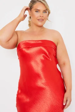 Liquid Satin Bandeau Cut Out Back Maxi Dress|In The Style Hot