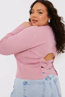 Long Sleeve Lace Back Crop Top|In the Style Hot