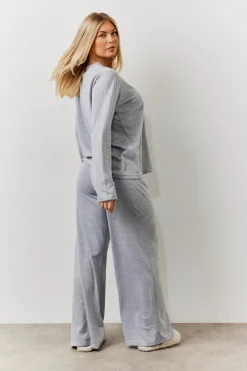 Long Sleeve Top and Trouser Slogan PJ Set|In The Style Hot