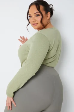 Long Sleeved Ribbed Square Neck Bodysuit|In The Style Discount