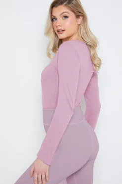 Long Sleeved Ribbed Square Neck Bodysuit|In The Style Discount