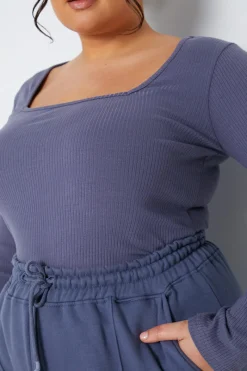 Long Sleeved Ribbed Square Neck Bodysuit|In The Style Discount