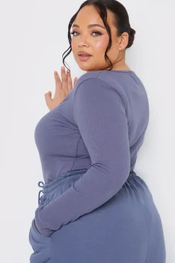 Long Sleeved Ribbed Square Neck Bodysuit|In The Style Discount