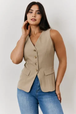 Longline Button Through Waistcoat|In The Style