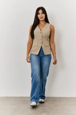 Longline Button Through Waistcoat|In The Style